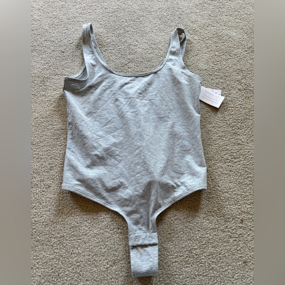 Auden Women's Cotton Stretch Tank Bodysuit Gray Size Medium New